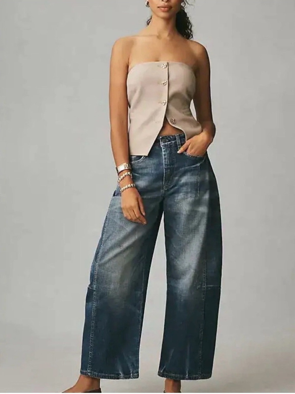 ANTHROPLOGIE pilcro Kenna mid-rise heritage barrel jeans size 25